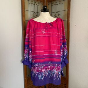 Bob Mackie Wearable Art Oversized Butterfly Tie Neck Blouse Size M